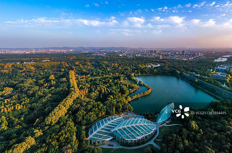江苏省南京市中山陵景区前湖航拍图片素材