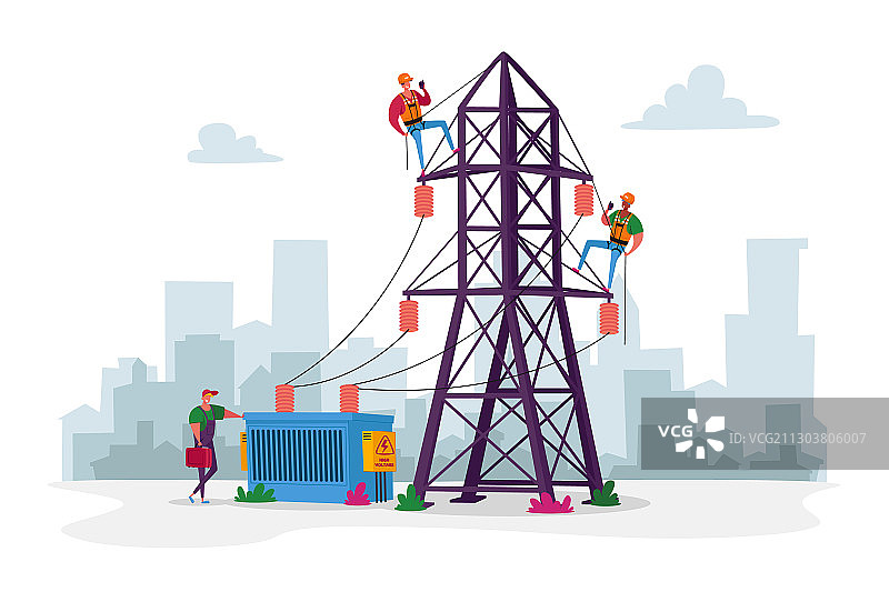 带工具的电工角色图片素材