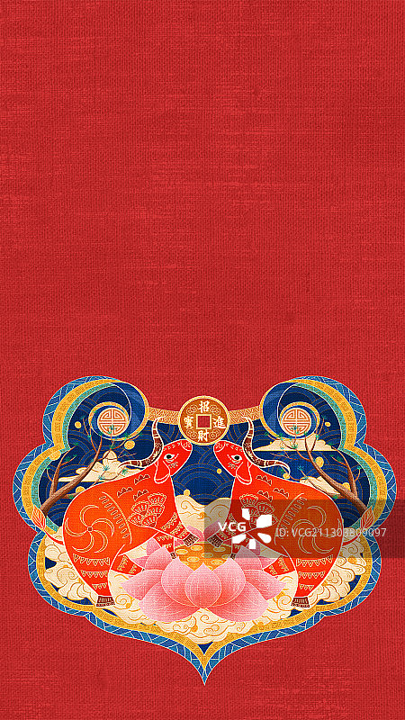牛年牛运亨通中国风如意图案背景图片素材