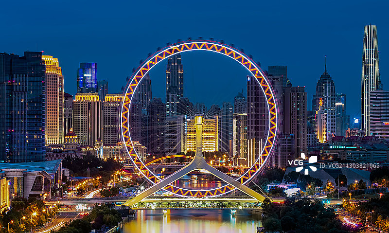 天津之眼夜景图片素材