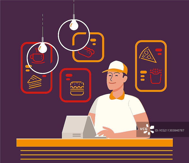 餐厅菜单咖啡馆餐饮服务卡通设计图片素材