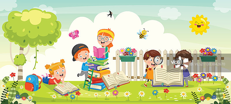 学生们在公园学习图片素材