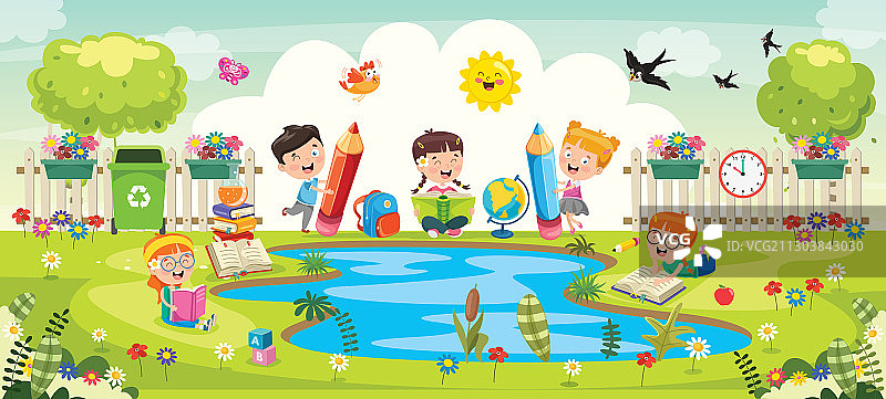 学生们在公园学习图片素材