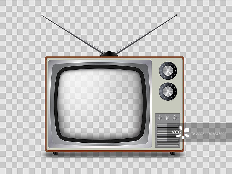 带空白屏幕的旧式电子设备电视机图片素材