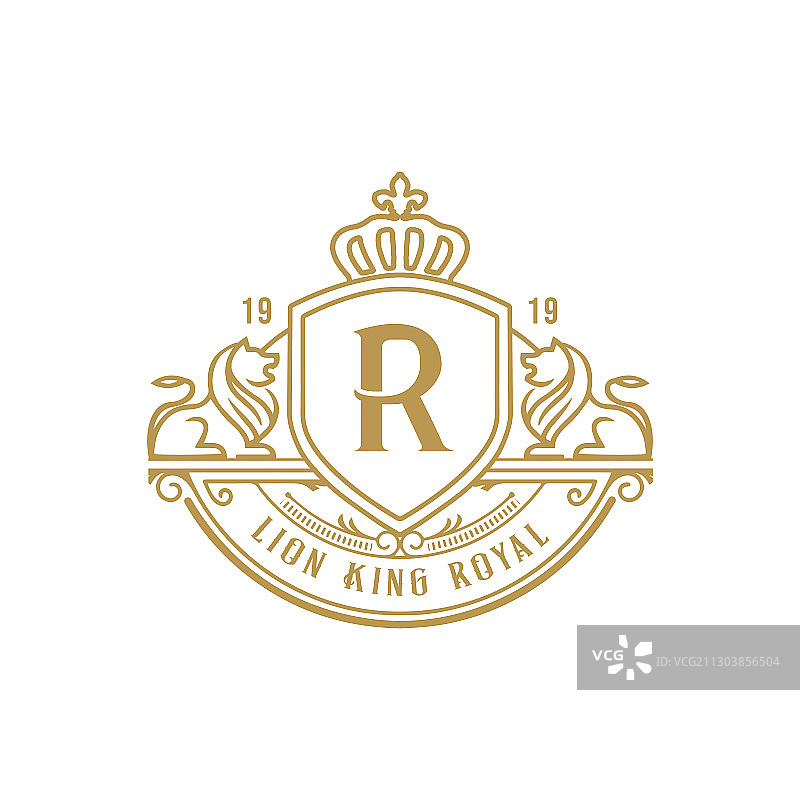 金色皇家雄狮logo设计图片素材