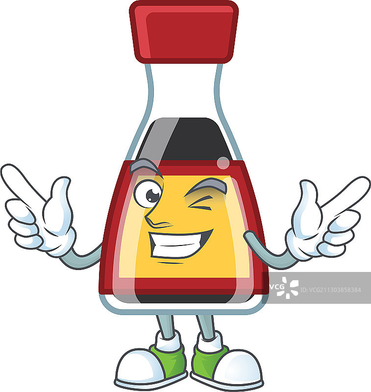 有趣的亚洲酱汁卡通人物，眨着眼睛图片素材