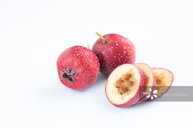 白色背景中的山楂特写图片素材