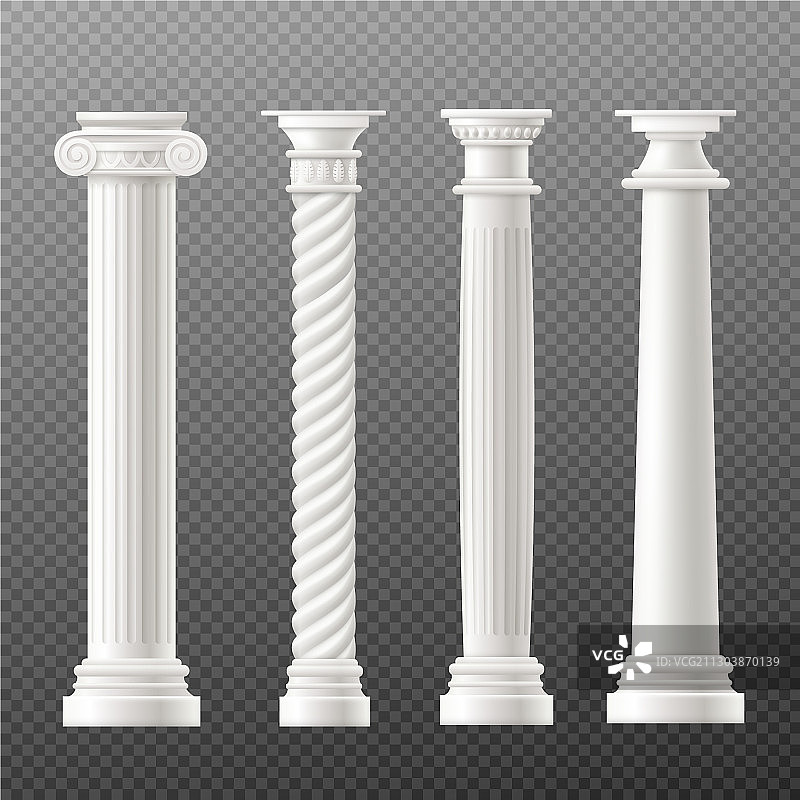 设置逼真的古董柱或柱子图片素材