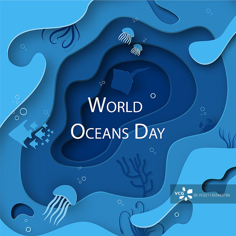 纸艺：世界海洋日图片素材