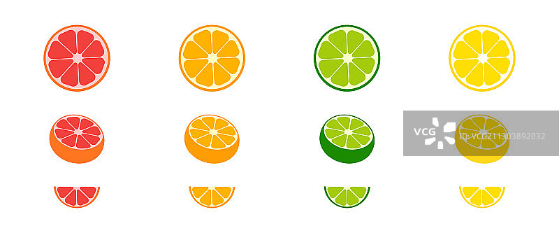 扁平风格柑橘水果套餐图片素材