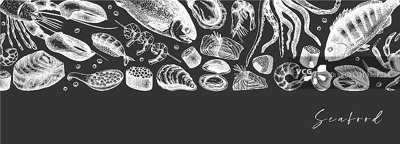 黑板上手绘海鲜banner图片素材