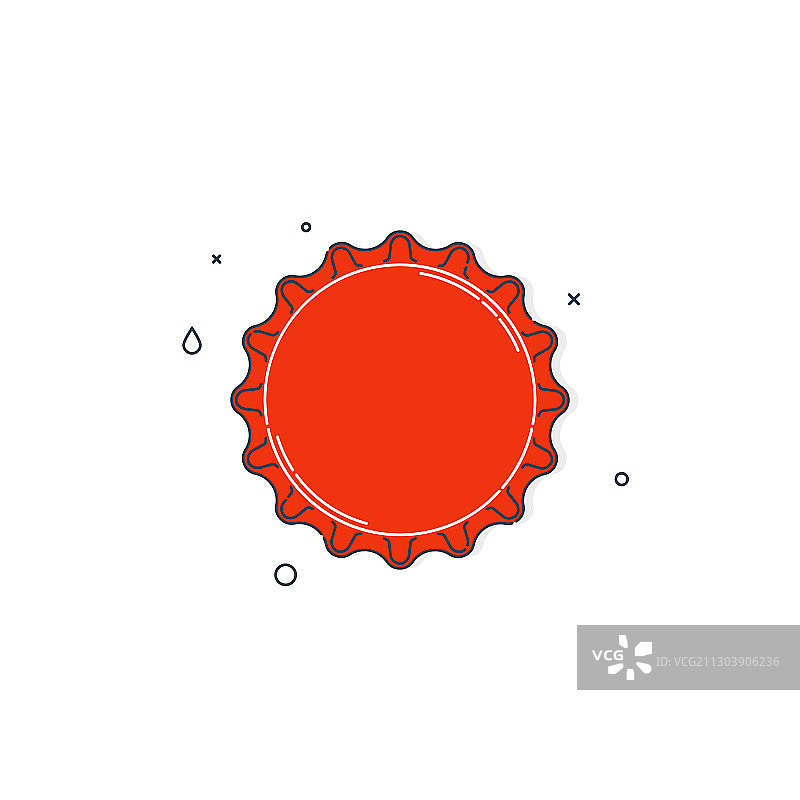 白色背景上的彩色扁平瓶盖图片素材