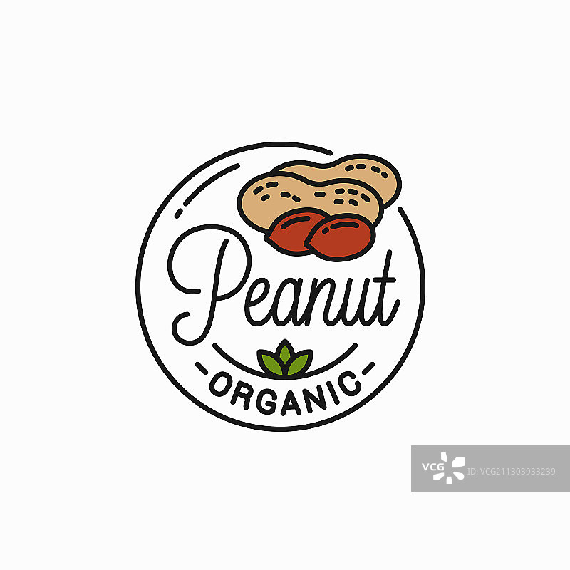 白色背景上的圆形线性花生标志图片素材