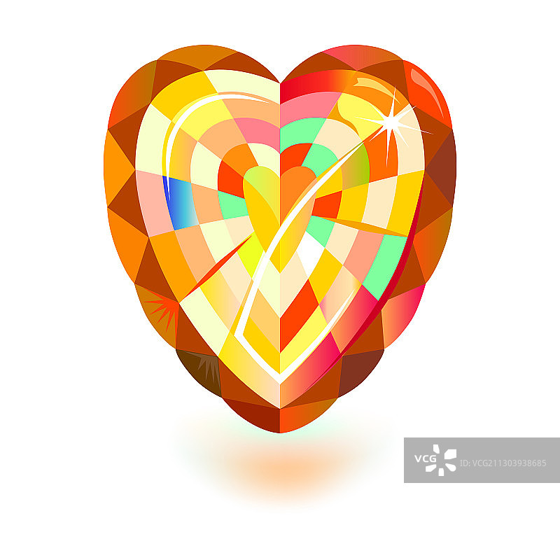 白色背景上的心形切割宝石图片素材