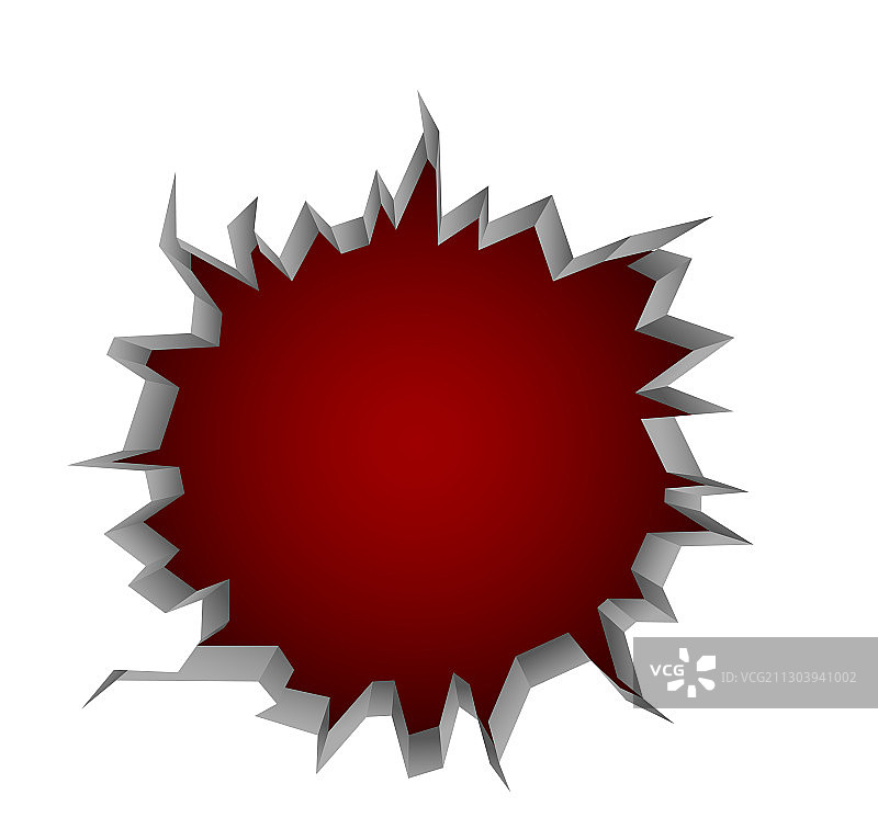 白色墙上的红色大洞图片素材