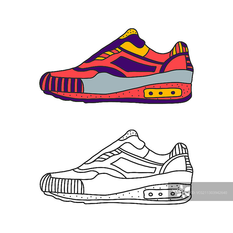 黑色线条运动鞋轮廓图图片素材