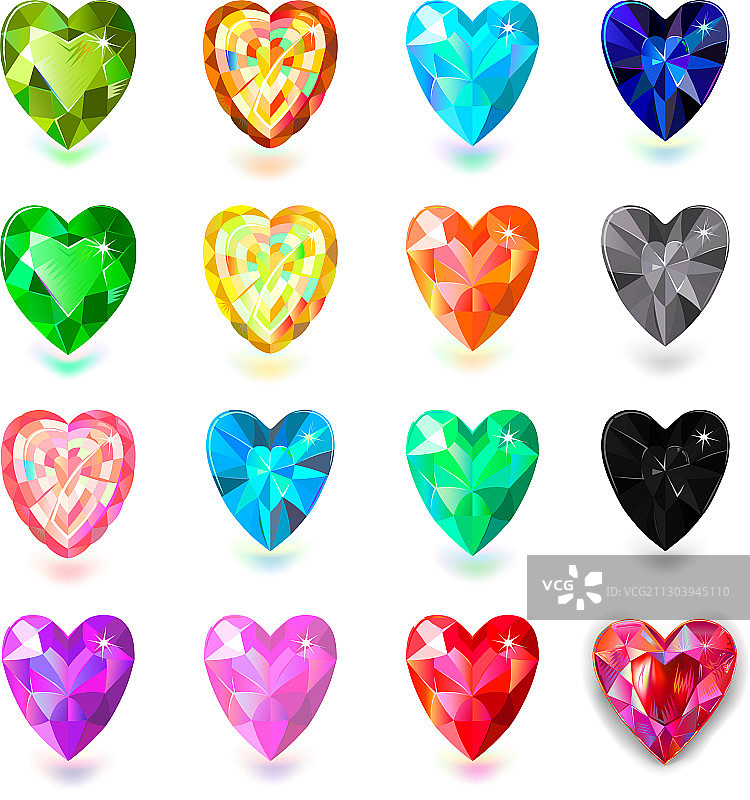 白色背景上的心形切割宝石图片素材