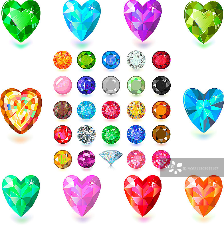 白色背景上的心形切割宝石图片素材