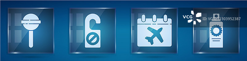 棒棒糖、请勿打扰标志和日历组合图片素材