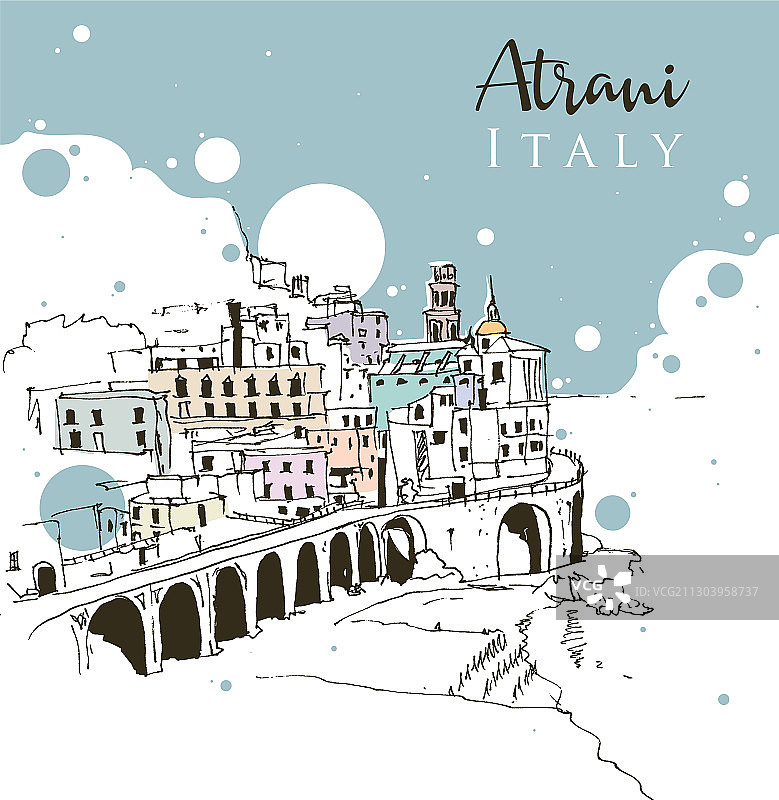 意大利阿特拉尼手绘草图图片素材