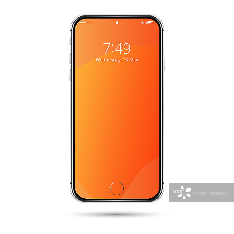 橙色星期三银色手机图片素材