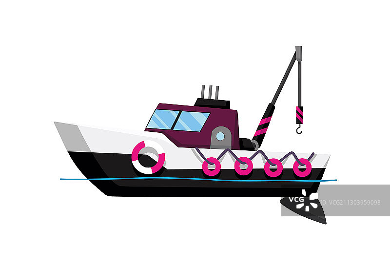 渔船侧视图商业捕鱼拖网渔船图片素材