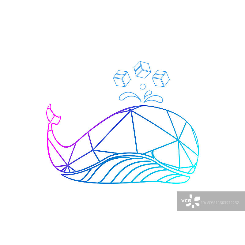 海洋风彩色线条鲸鱼图案图片素材