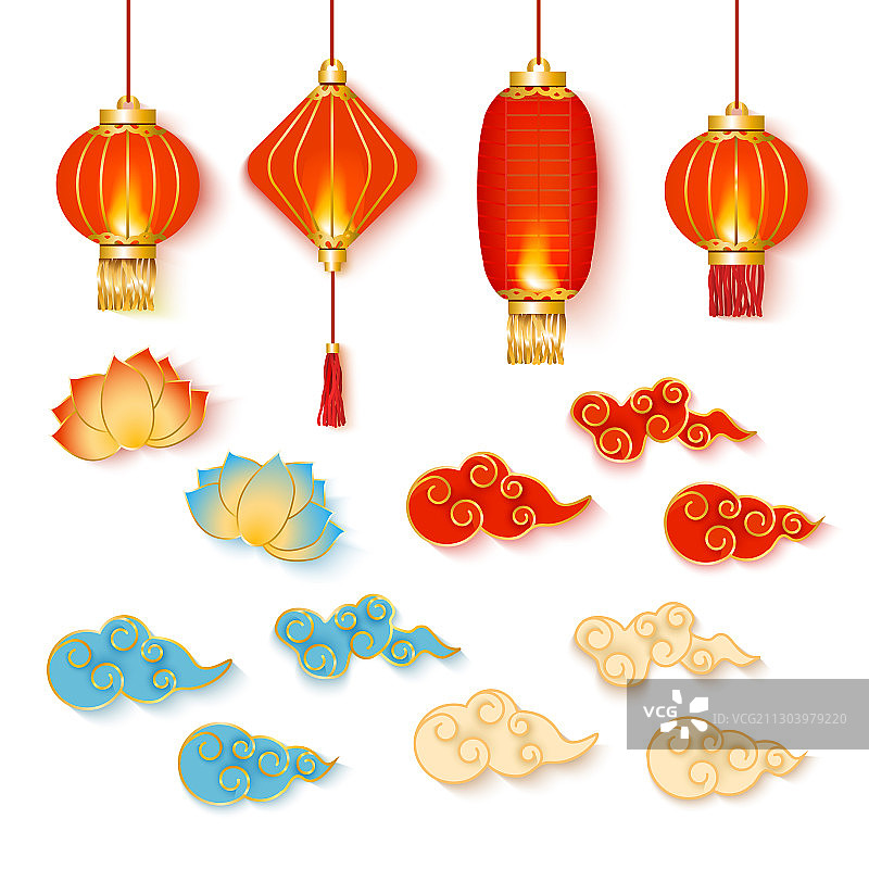 红色装饰灯笼图案图片素材