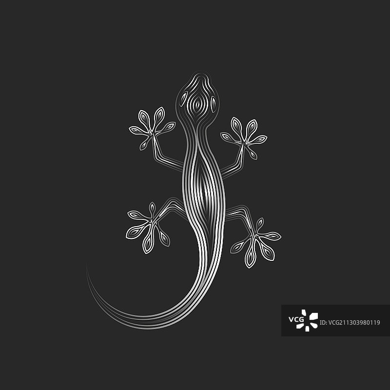 壁虎logo线条剪影图片素材