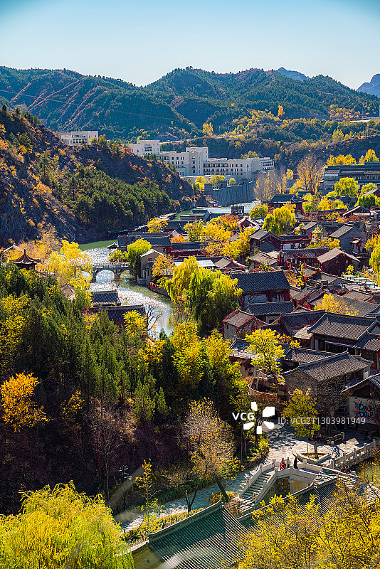 北京密云古北水镇全景图片素材