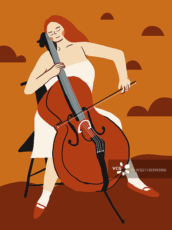 扁平风拉大提琴图片素材