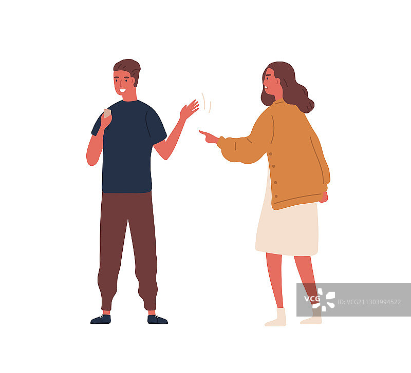 微笑少年无视愤怒的母亲图片素材