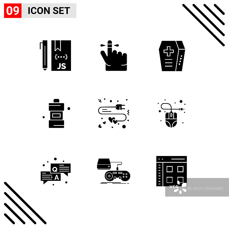 9个现代UI充电图标符号标志图片素材