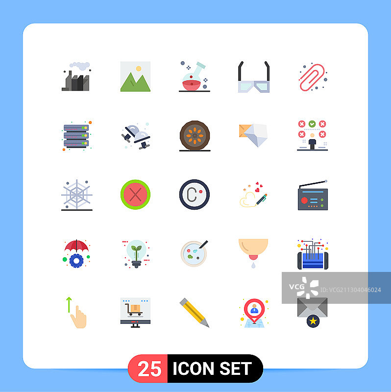 网格上的25个扁平风格高清健康手表颜色图片素材