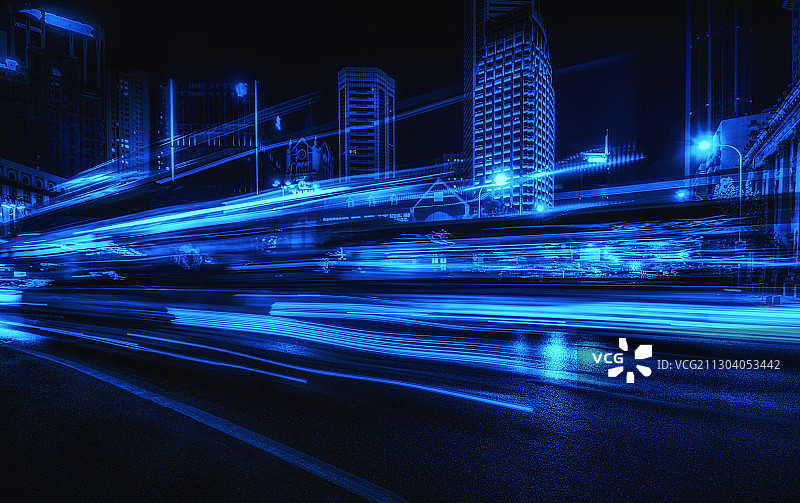 中国辽宁大连车流时空穿梭图片素材