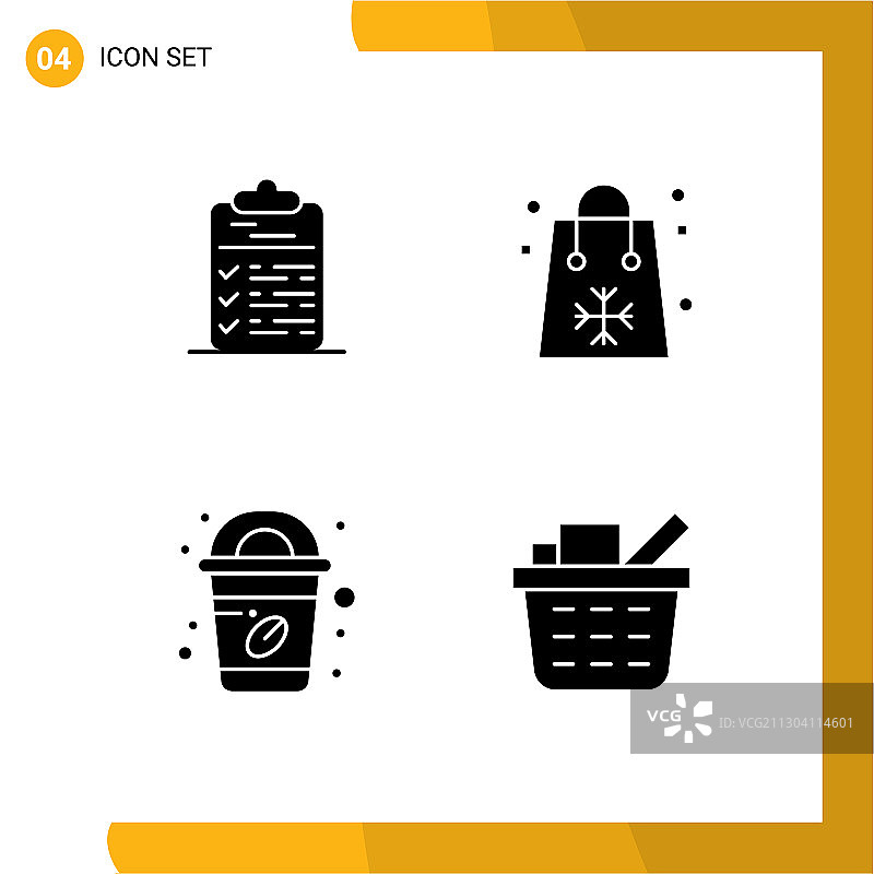 网格上的4个实体字形：检查清单图片素材