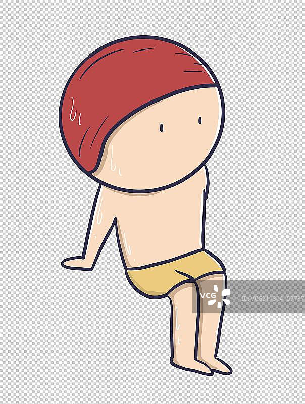 元素：坐在岸边的游泳运动员图片素材