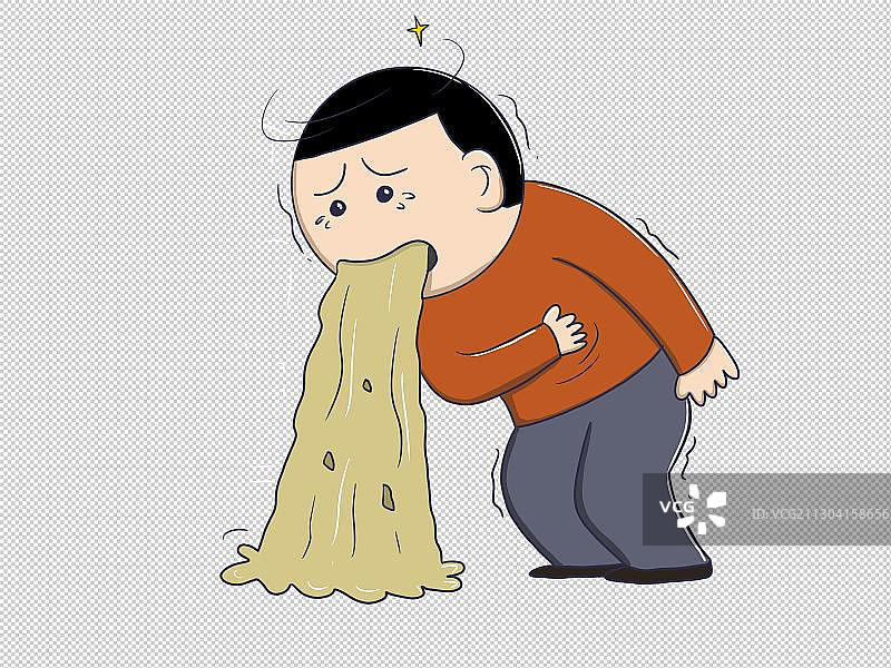 元素：呕吐食物中毒的男孩图片素材