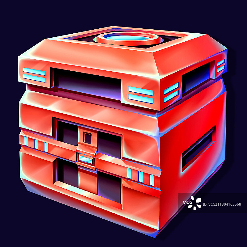 红色科幻宝箱图片素材