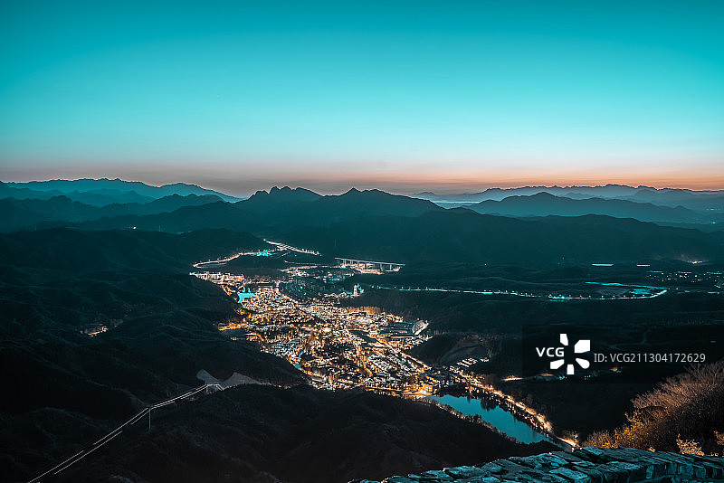 北京密云古北水镇夜景图片素材