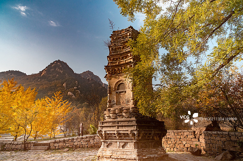 北京银山塔林的辽塔图片素材