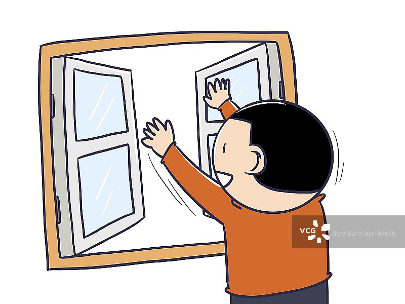插画：室内开窗勤通风图片素材
