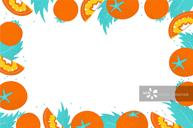 西红柿和叶子边框banner模板图片素材