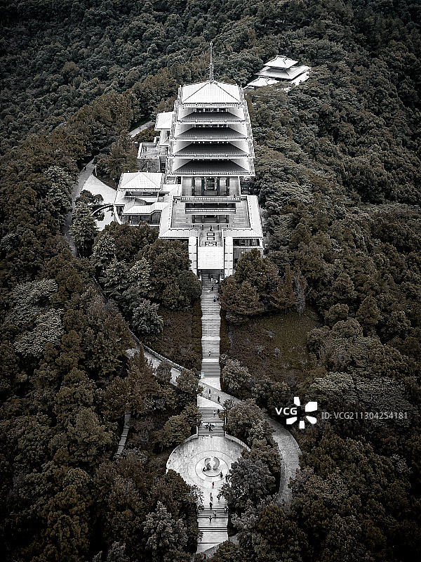 航拍，杭州，临平，临平公园，东来第一阁，东来阁图片素材