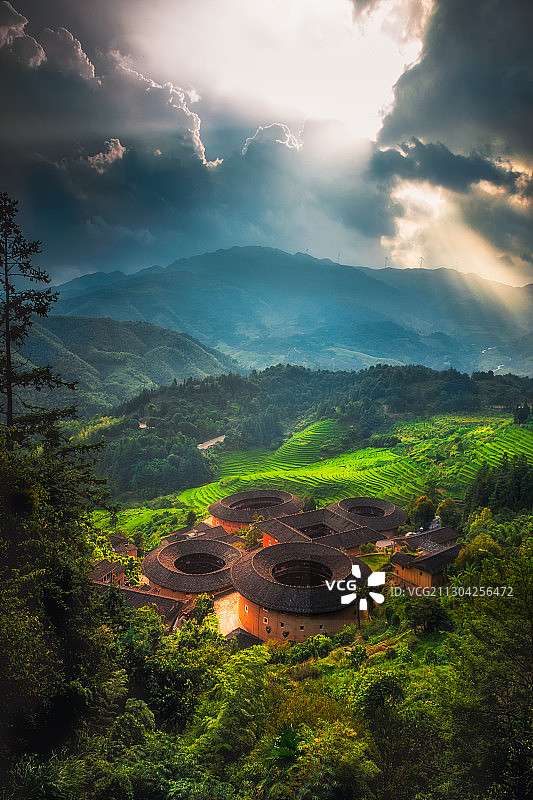 福建漳州南靖田螺坑土楼风光图片素材