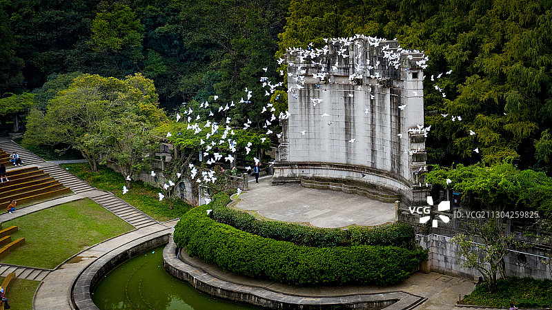 南京中山陵景区音乐台白鸽图片素材