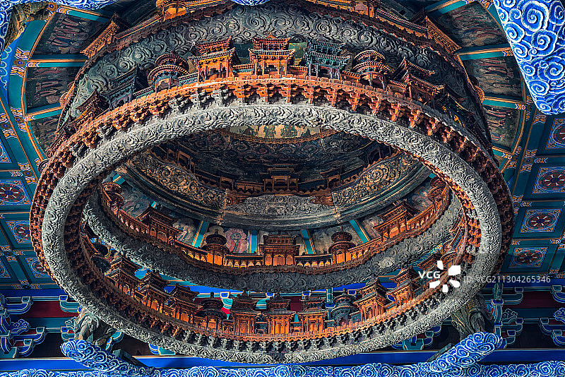 亚洲中国首都北京市先农坛宫殿藻井图片素材