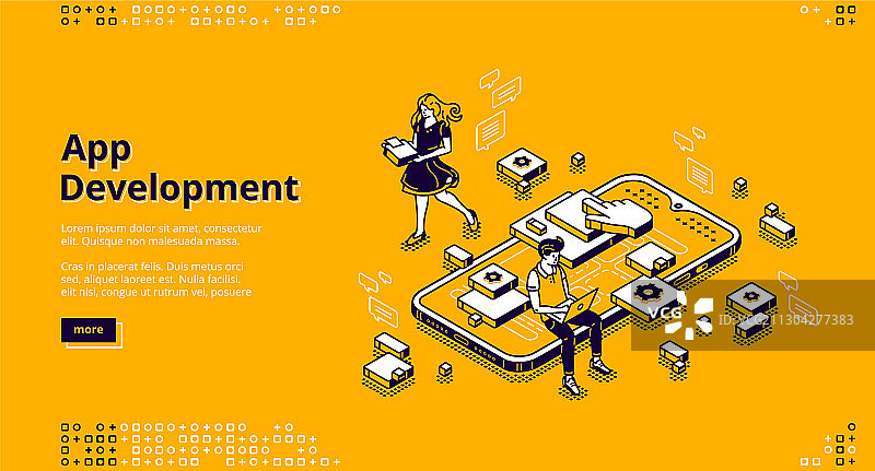 移动应用开发2.5D着陆页图片素材