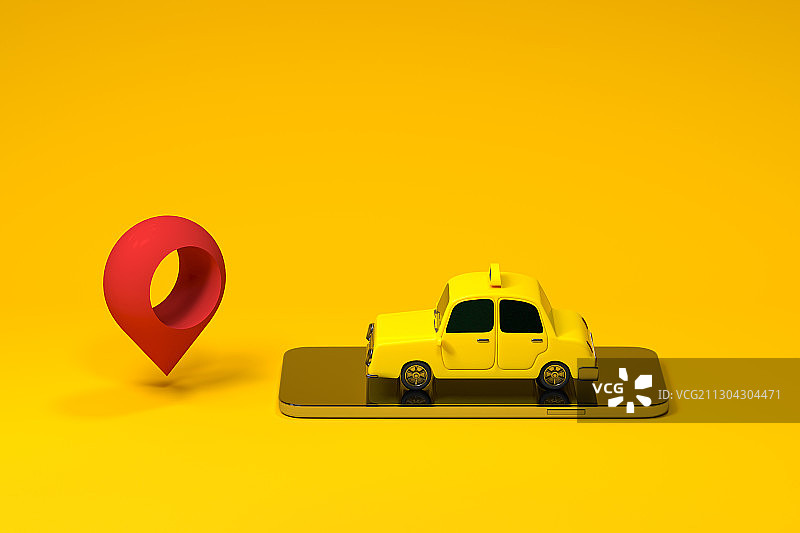 迷你出租车模型 3D渲染图片素材