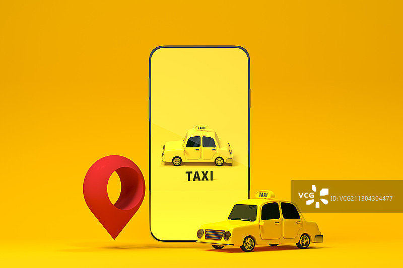 迷你出租车模型 3D渲染图片素材